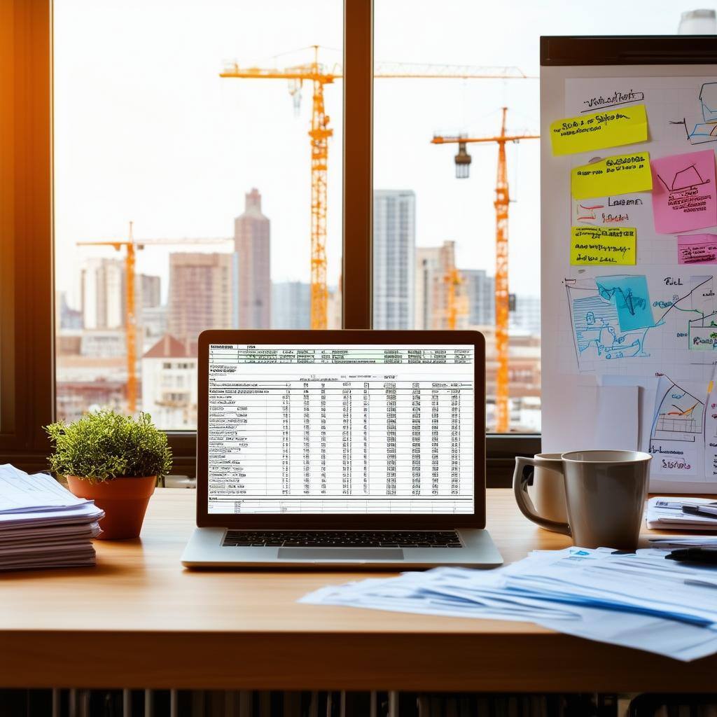 an office desk with computer on it